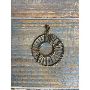 Womens Woven Metal Circular Necklace Pendant